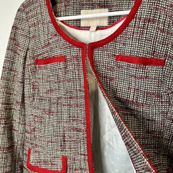 Banana Republic Black & Red Tweed Open Front Blazer Jacket - Size 10 - EUC - Picture 4 of 7